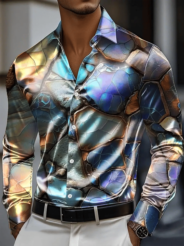 Camisa vintage de manga larga para hombre