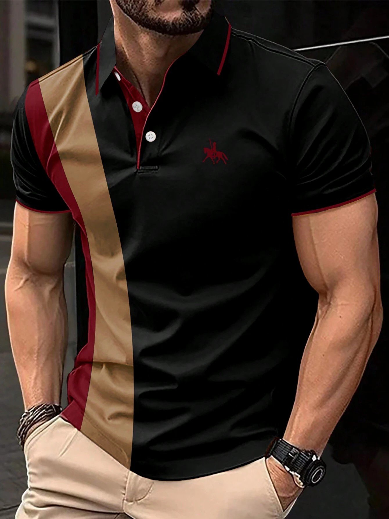Camisa polo estampado casual para hombre