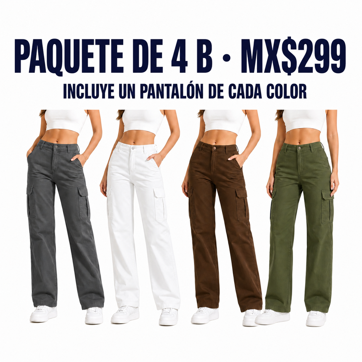 Pantalón cargo elástico de tiro alto para mujer · vista 10