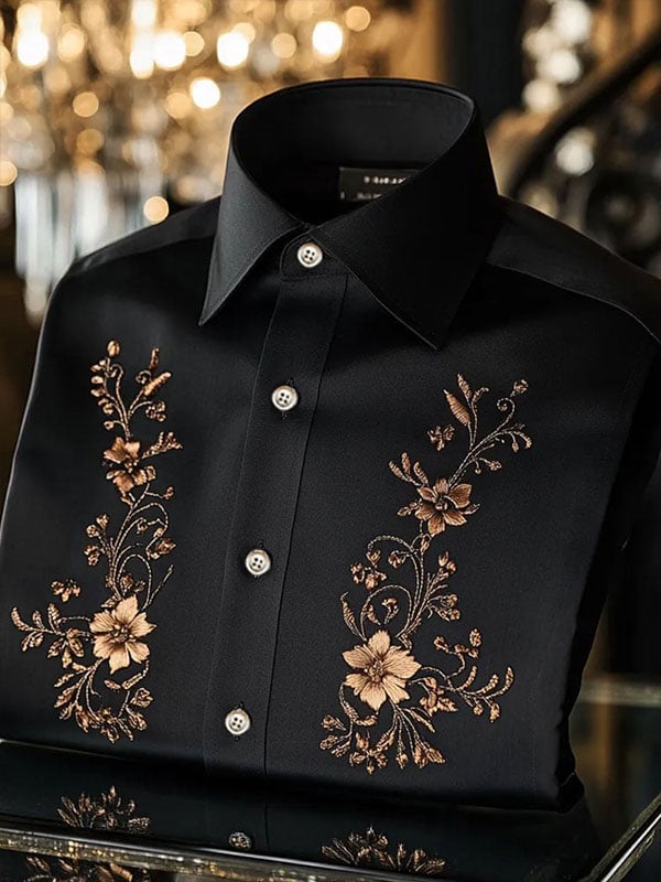 Camisa satén Luxe de manga corta Button para hombre