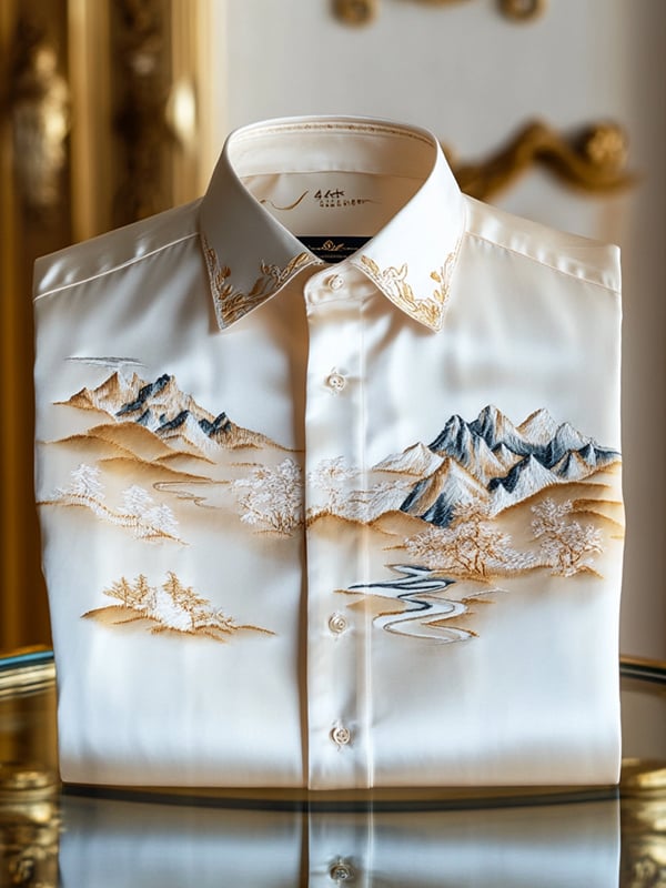 Camisa seda de lujo ejecutivo de manga larga para hombre