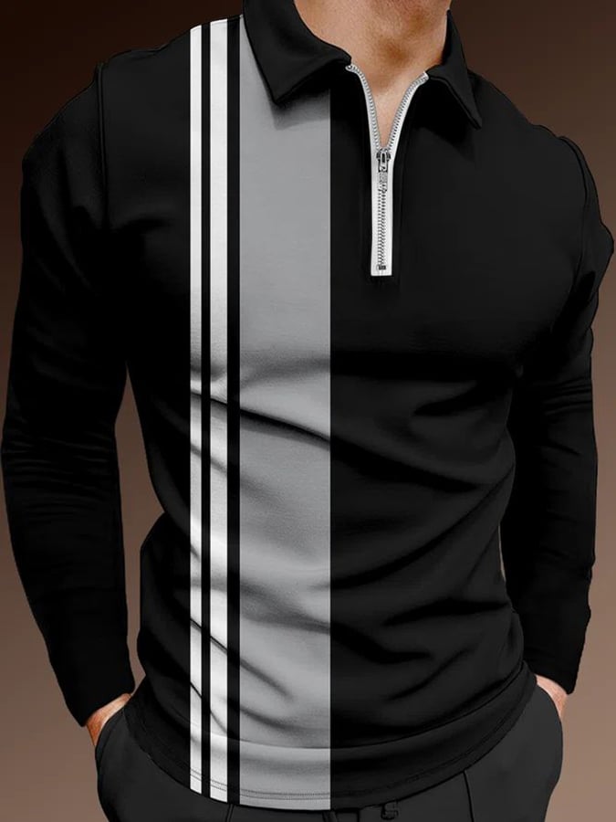 Camisa polo casual de moda estampado de manga larga