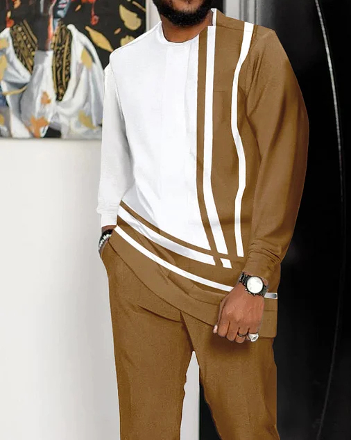 Casual en bloques de coloring de manga larga Walking Suit-167 para hombre