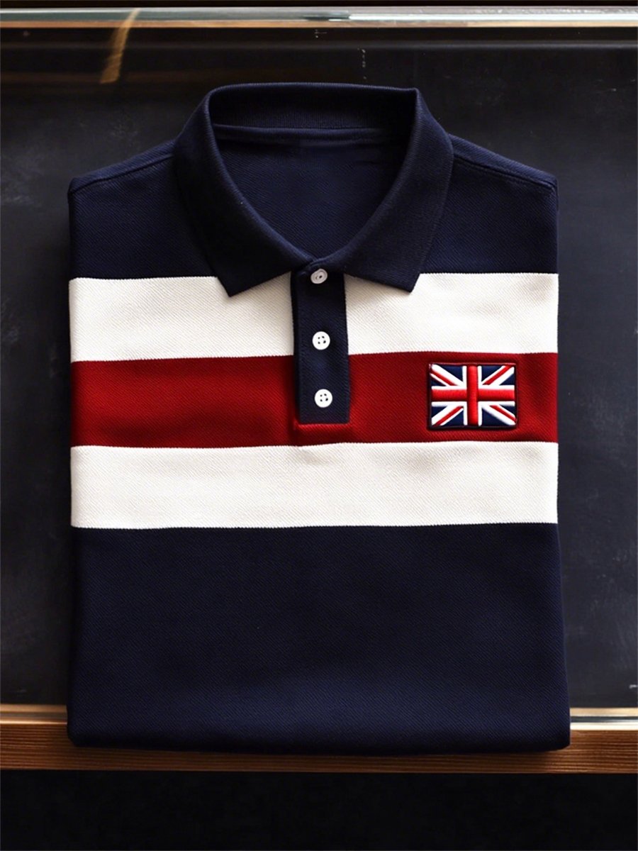 Camisa polo ejecutivo casual Union Jack Button de manga corta para hombre