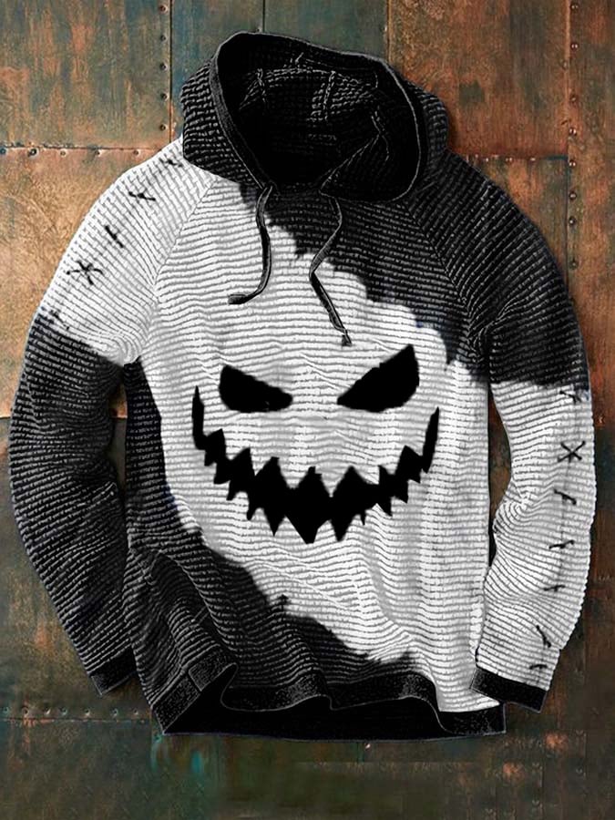 Sudadera Halloween Face estampado casual Hooded para hombre
