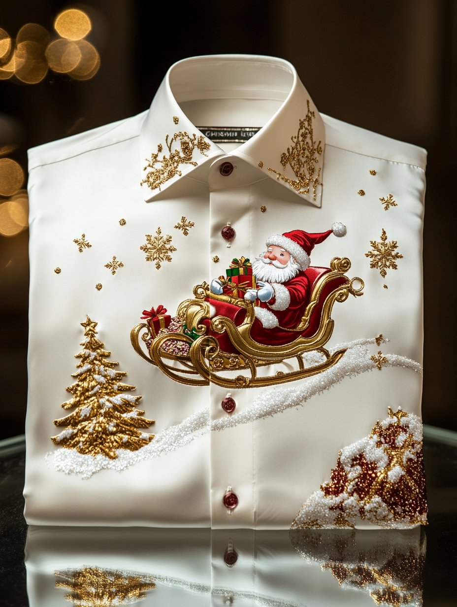 Camisa Christmas estampado de manga larga para hombre