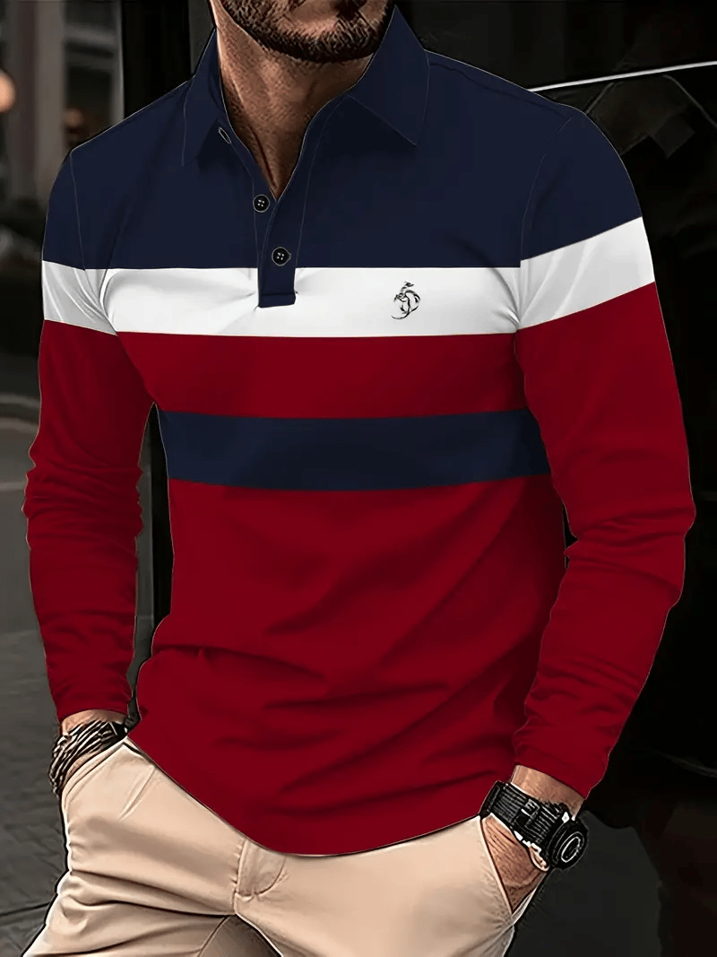Ejecutivo casual a rayas con botones Polo para hombre