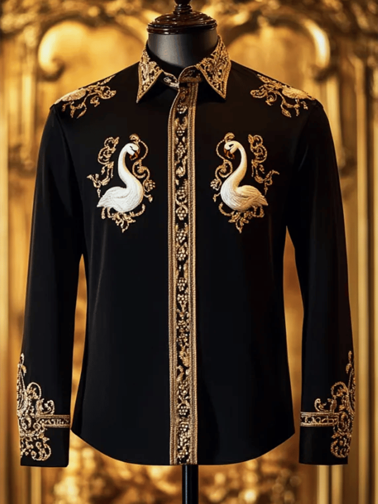 Camisa satén Luxe de manga larga con botones para hombre