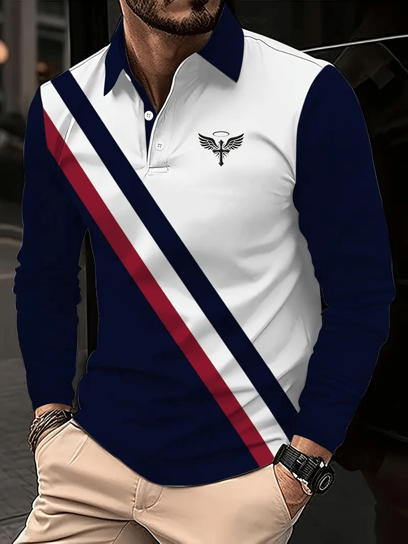 Ejecutivo casual a rayas con botones Polo para hombre