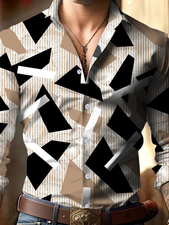 Ejecutivo Style geométrico Princamiseta para hombre