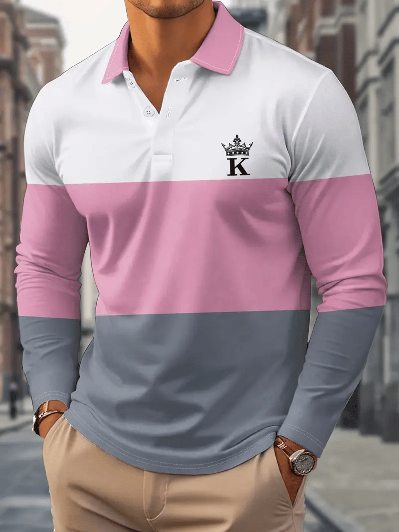 Ejecutivo casual a rayas con botones Polo para hombre