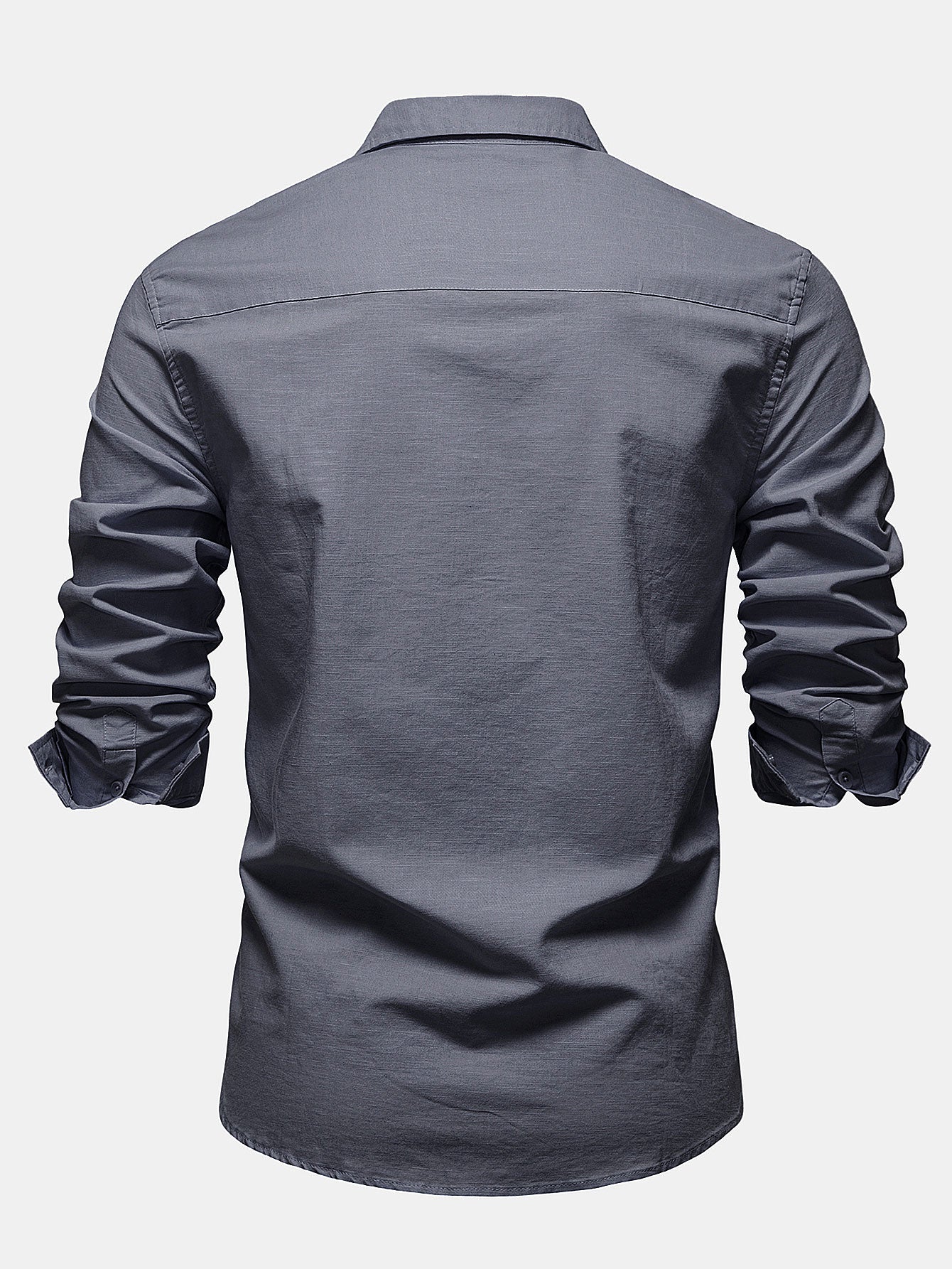 Camisa de manga larga de lino de algodón Blend With Pocket