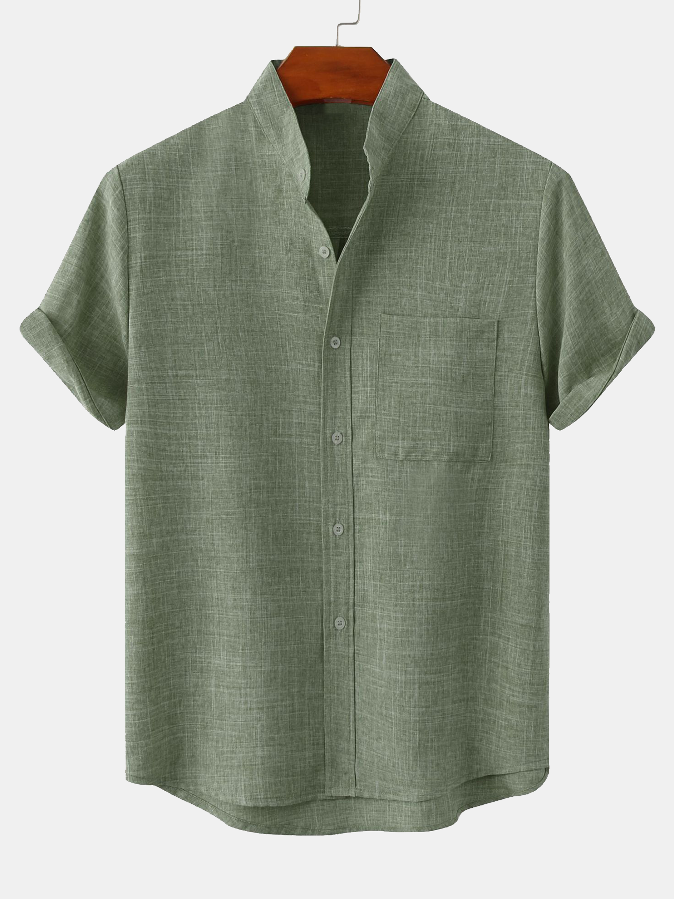 Camisa Man Stand Collar Whit Pocket