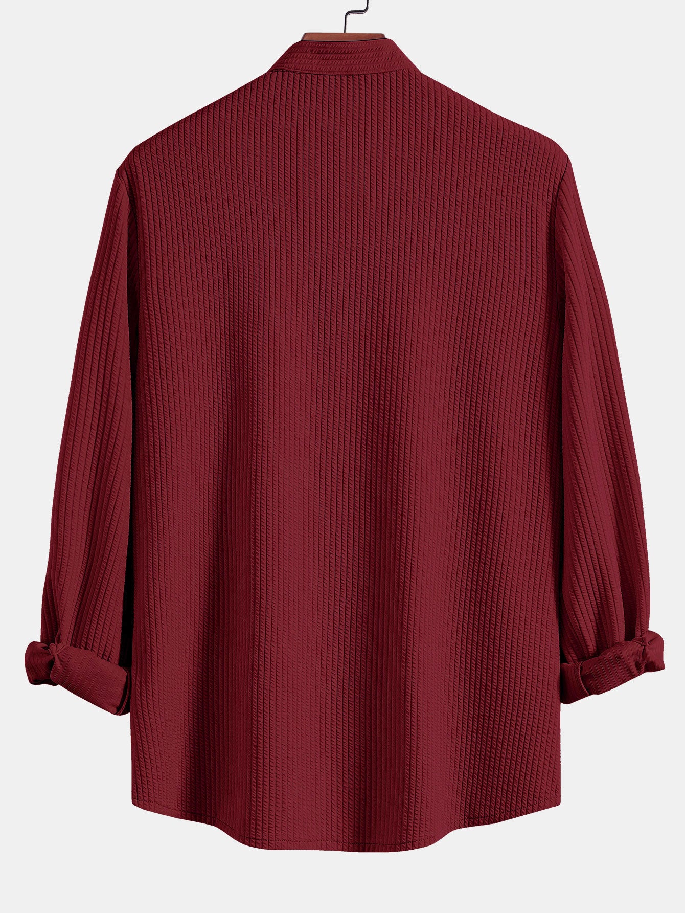 Camisa de manga larga Muscle Fit Ribbed Stand Collar