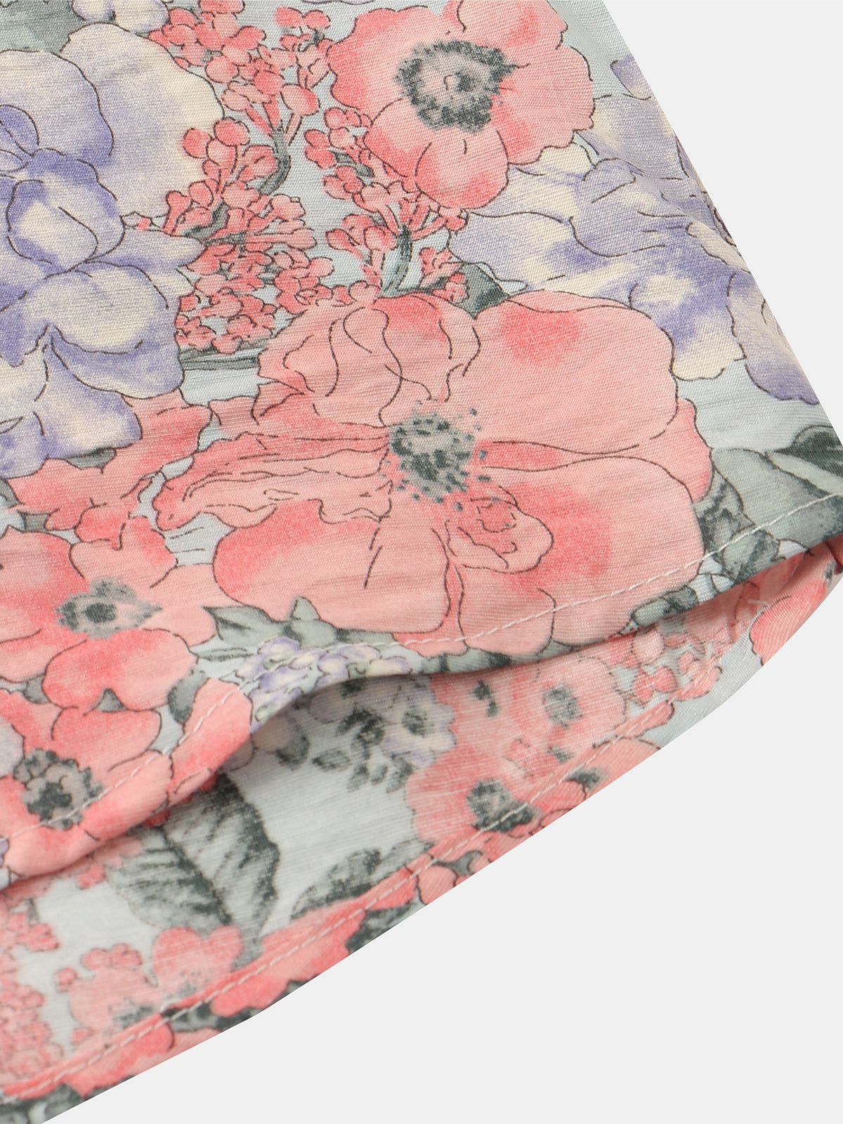 Camisa vintage floral estampado Summer casual Pink de manga corta para hombre