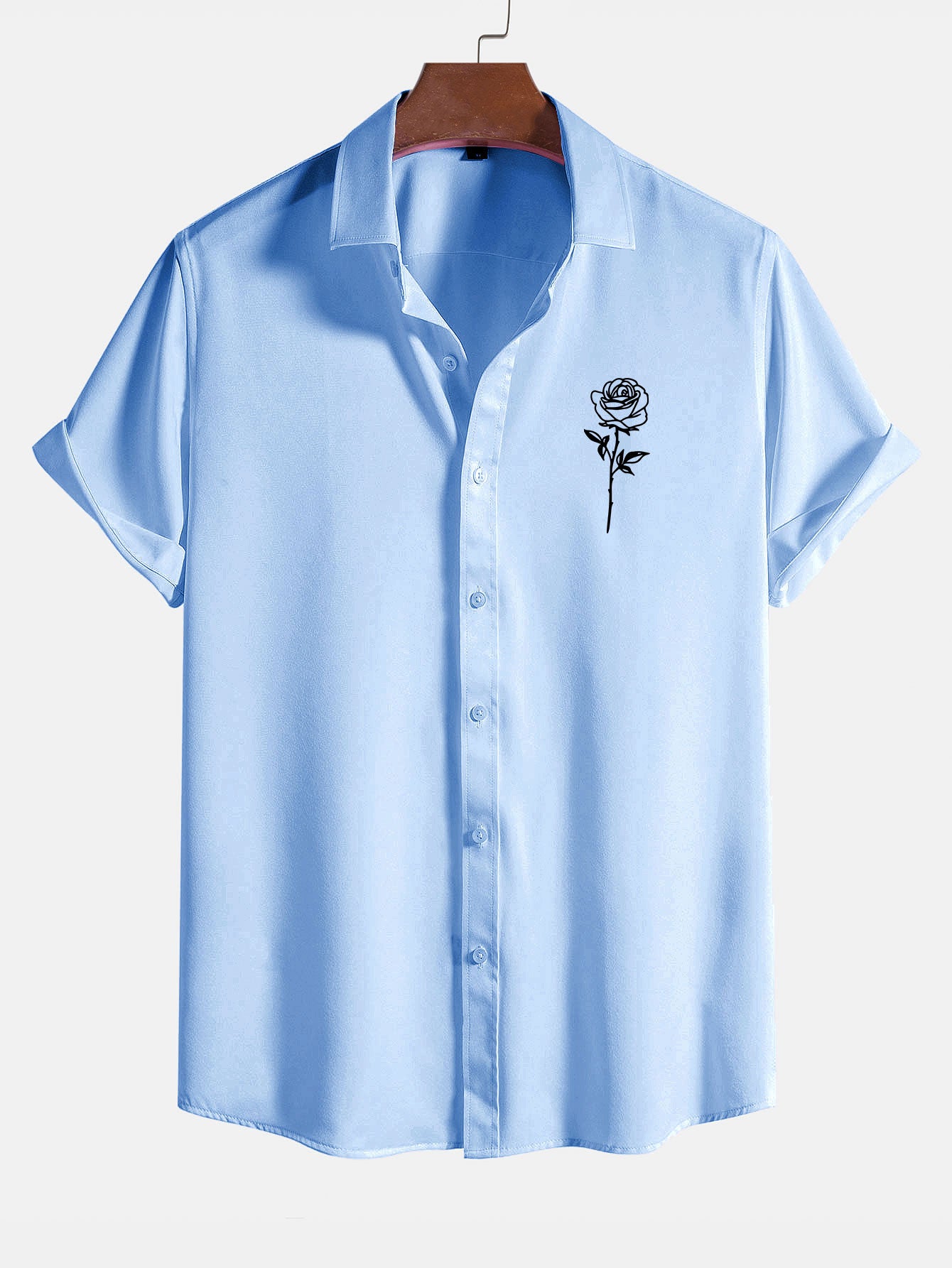 Rose estampado de manga corta camisas