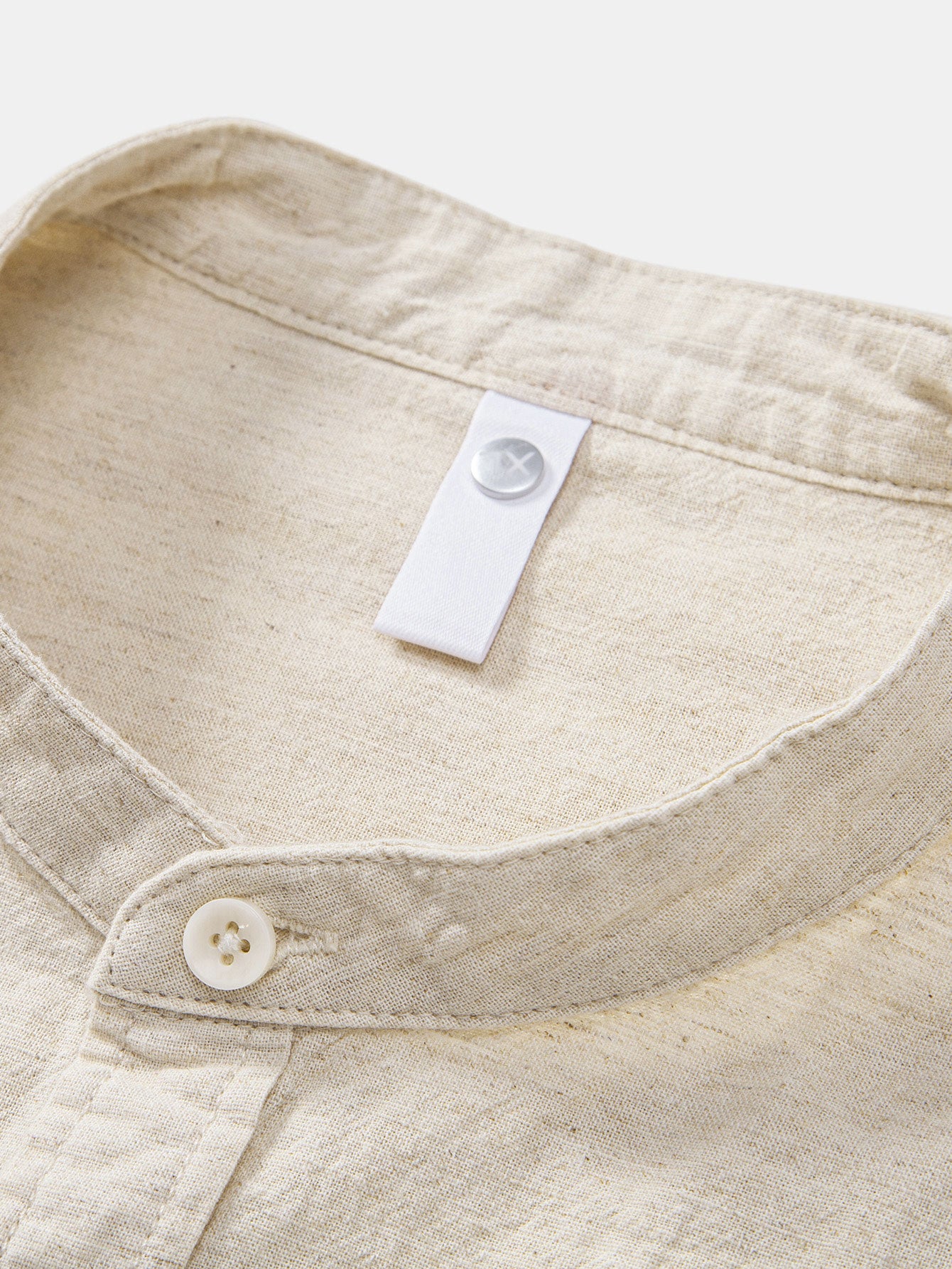 Camisa Stand Collar de lino
