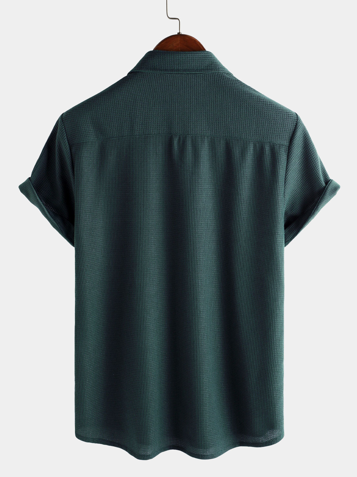 Camisa casual Waffle Summer Beach de manga corta para hombre