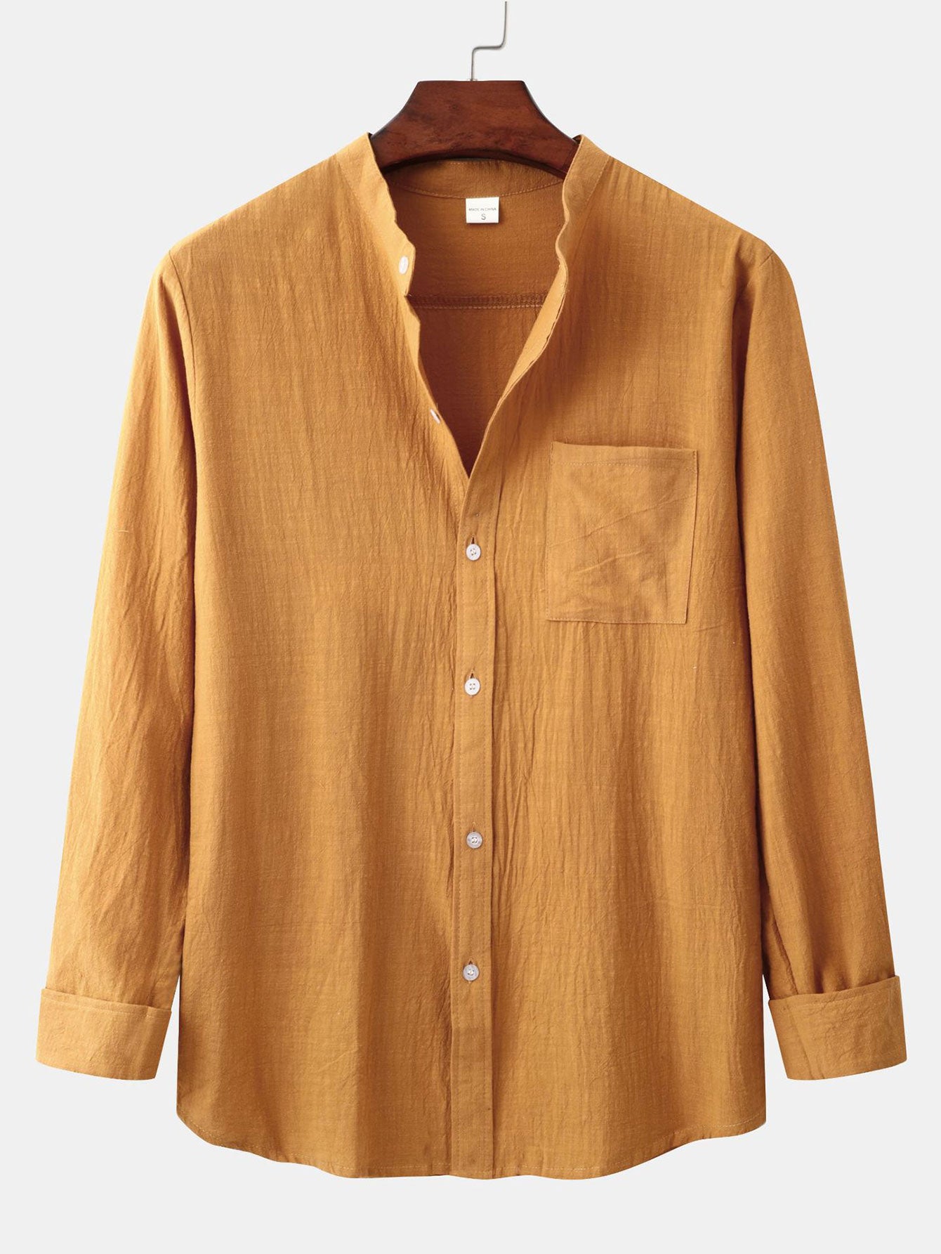 Camisa de manga larga Textured Stand Collar