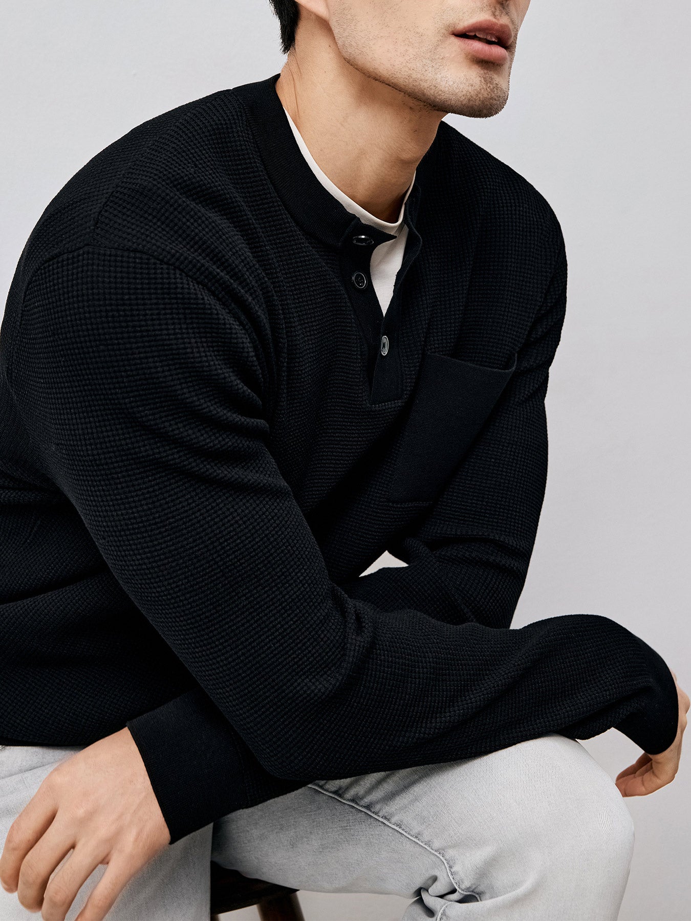 Gentletejido Buttoned Waffle Sweater