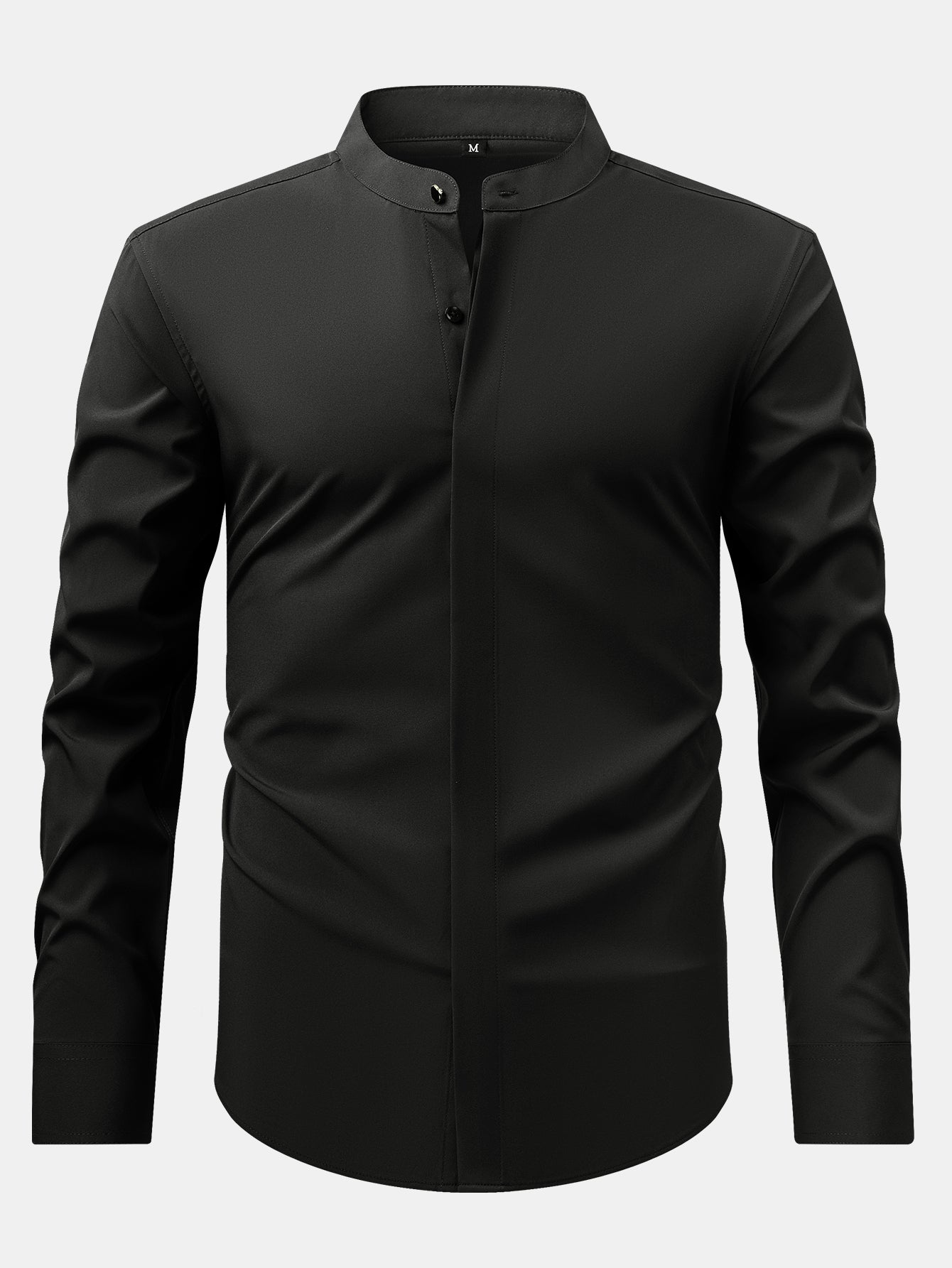 Camisa de vestir Non-Iron Hidden Placket Stand Collar