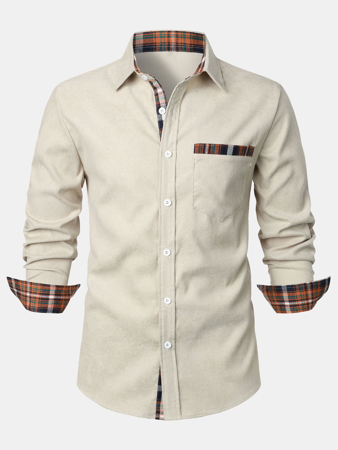 Camisa Corduroy a cuadros Panel Button Up