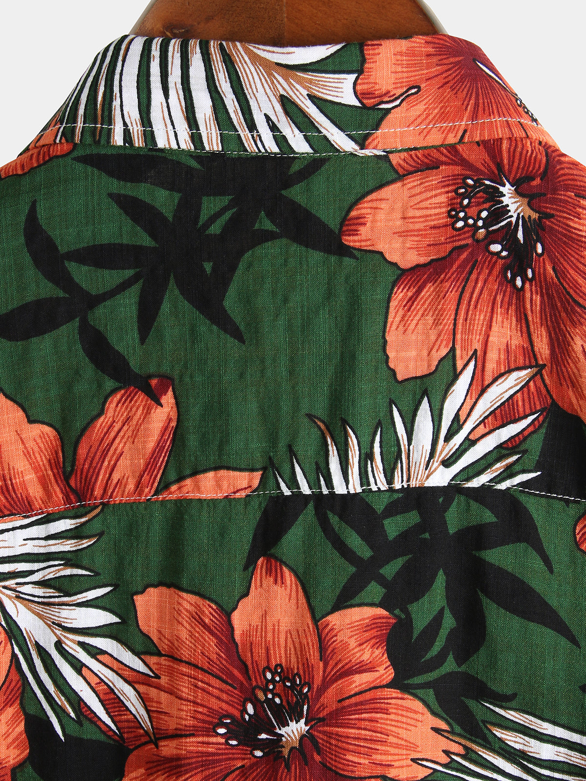Camisa Green Flower Tropical Hawaii de algodón de manga corta para hombre