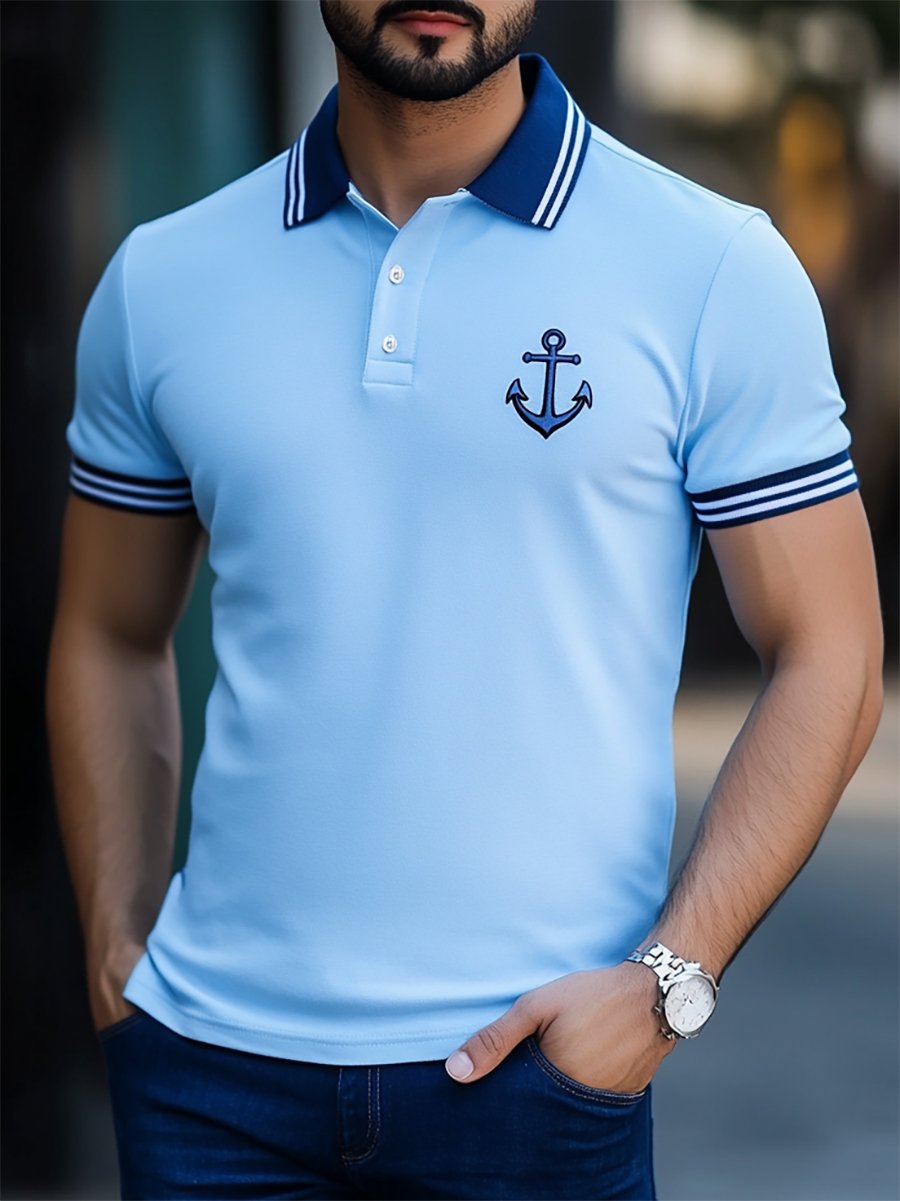 Camisa polo ejecutivo casual Button de manga corta para hombre