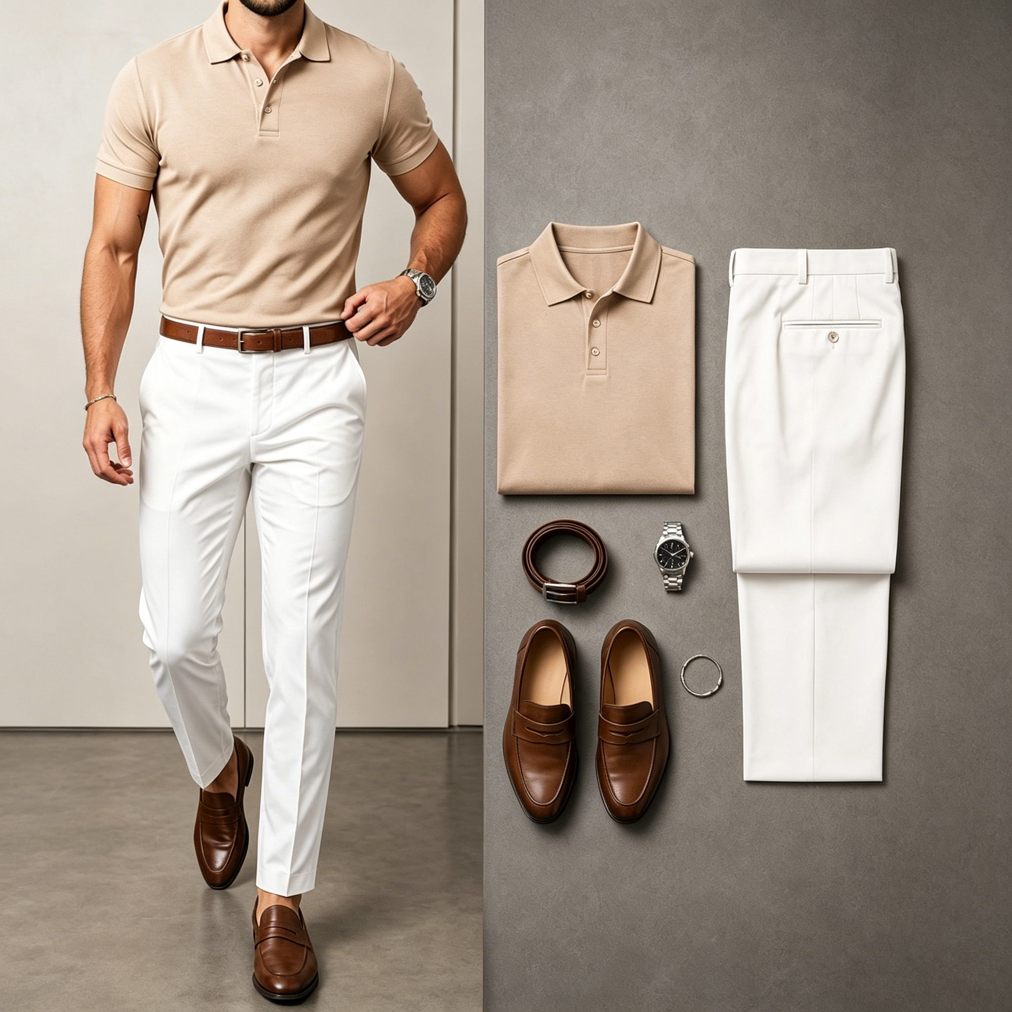 para hombre casual de manga corta camisa polo And pantalón conjunto de dos piezas