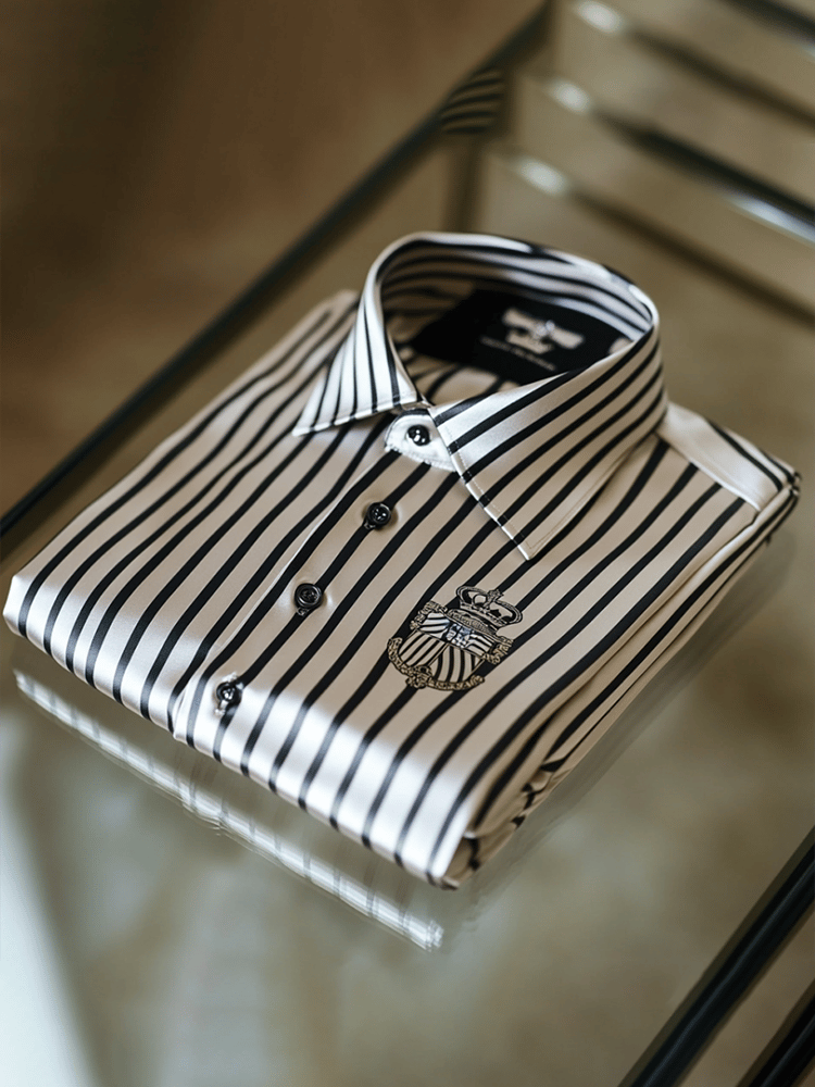 Camisa satén Luxe de manga larga con botones para hombre