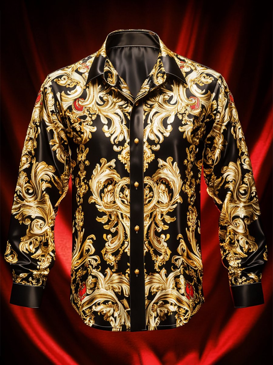 Camisa Luxe satén de manga larga para hombre