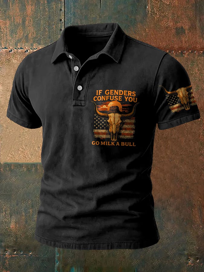 Camisa polo Western retro estampado para hombre