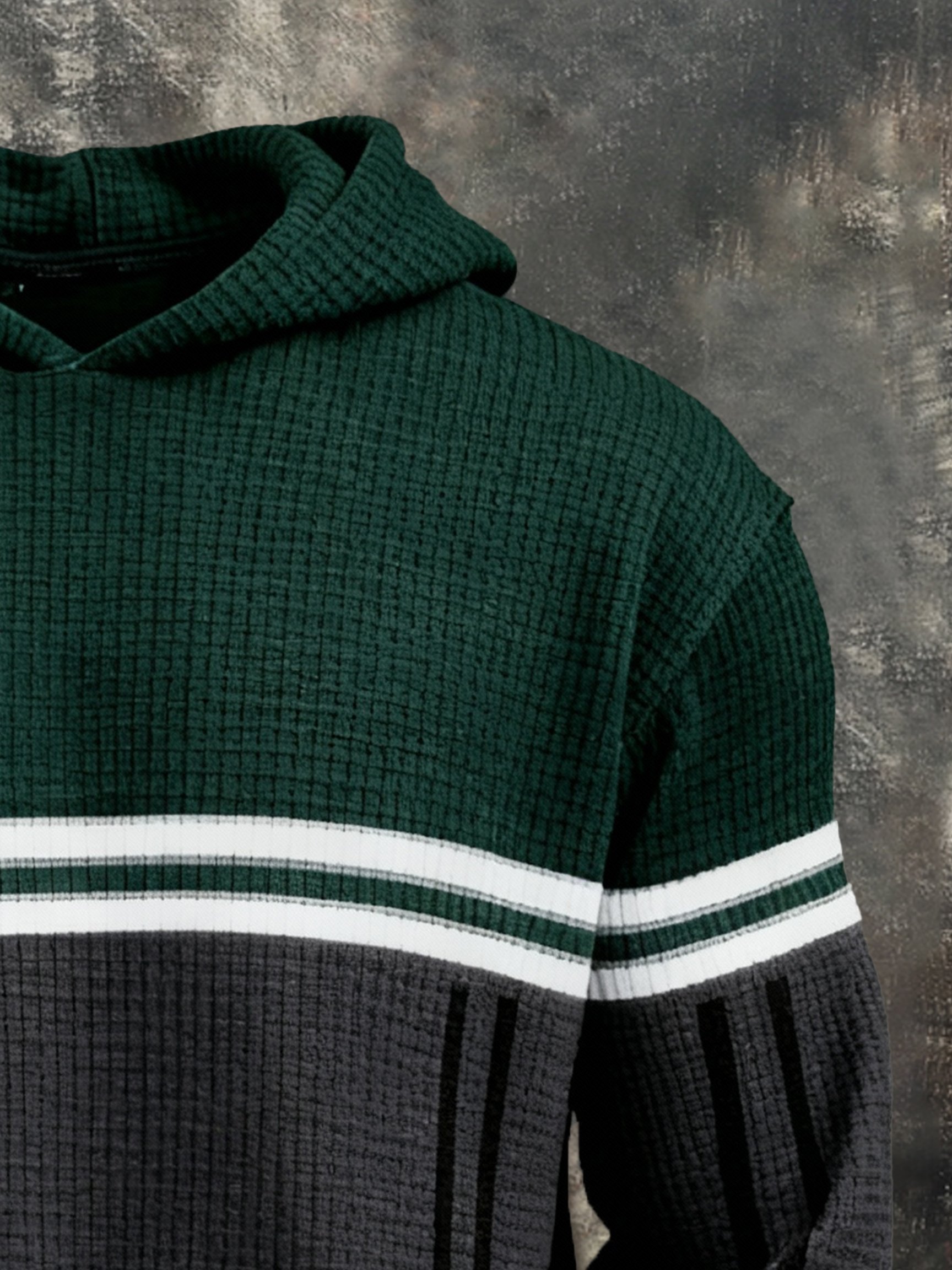 Sudadera vintage Color-Block estampado con cierre con gorrasucha para hombre