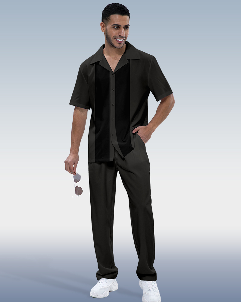 Camisa retro estampado de manga corta walking suit 944 para hombre