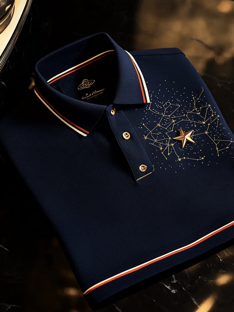 Camisa polo vintage ejecutivo de manga larga para hombre