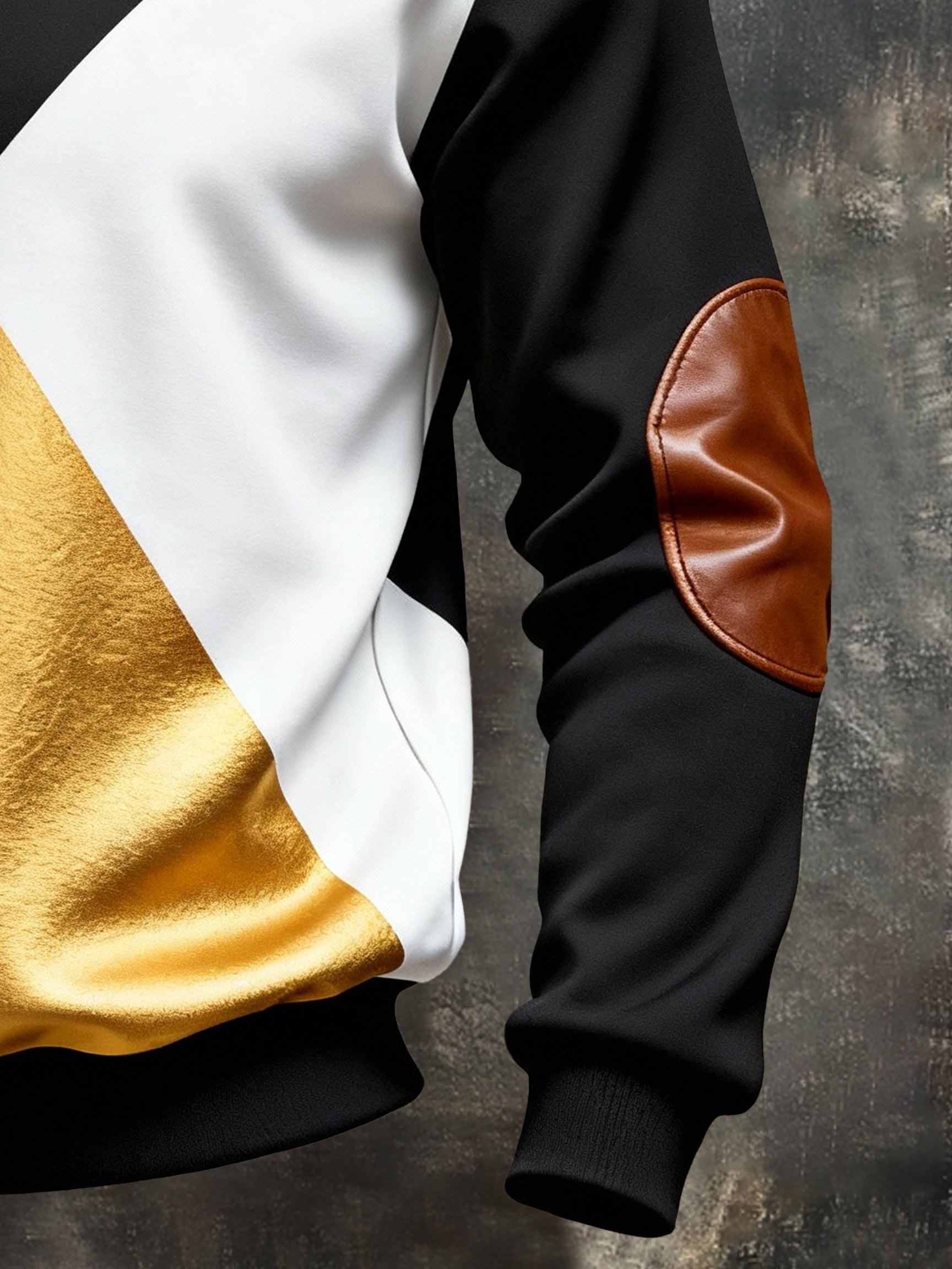 Sudadera vintage Color-Block estampado con cierre con gorrasucha para hombre