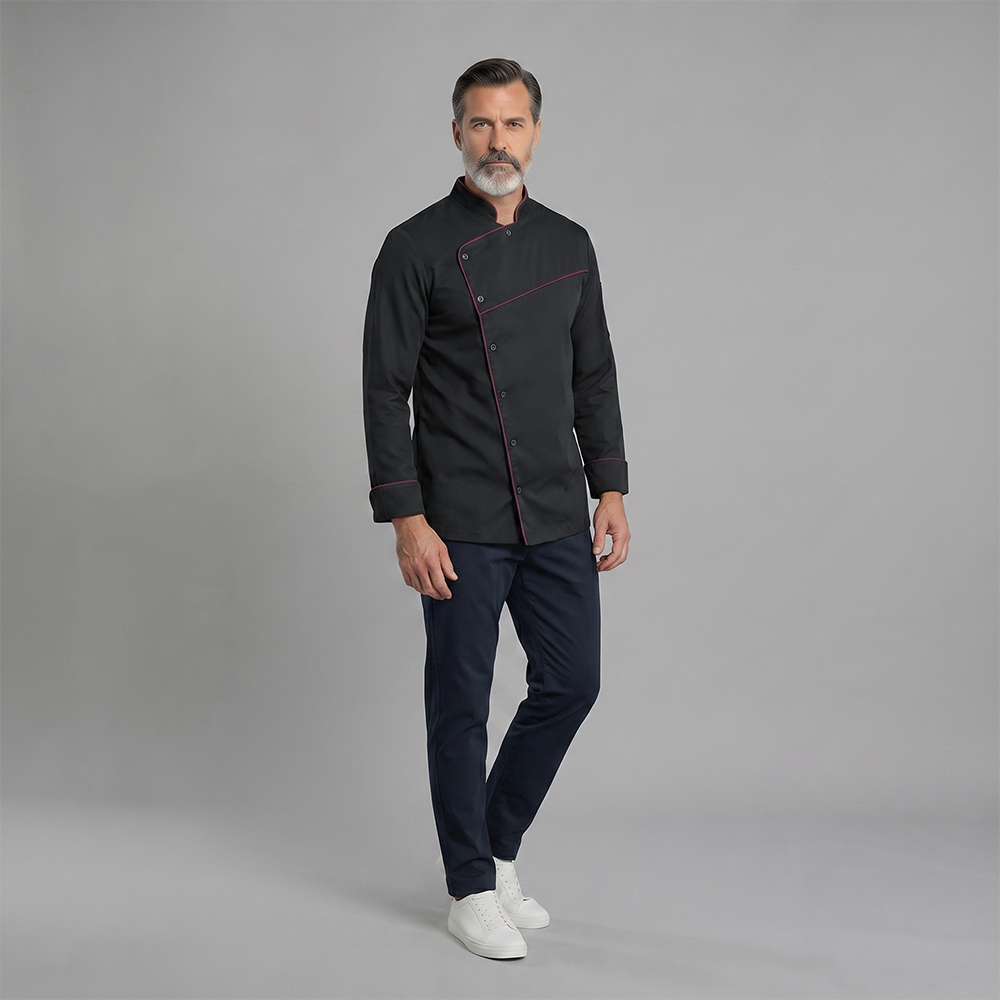Camisa de vestir holgado-Fit de manga larga Multi-Button para hombre