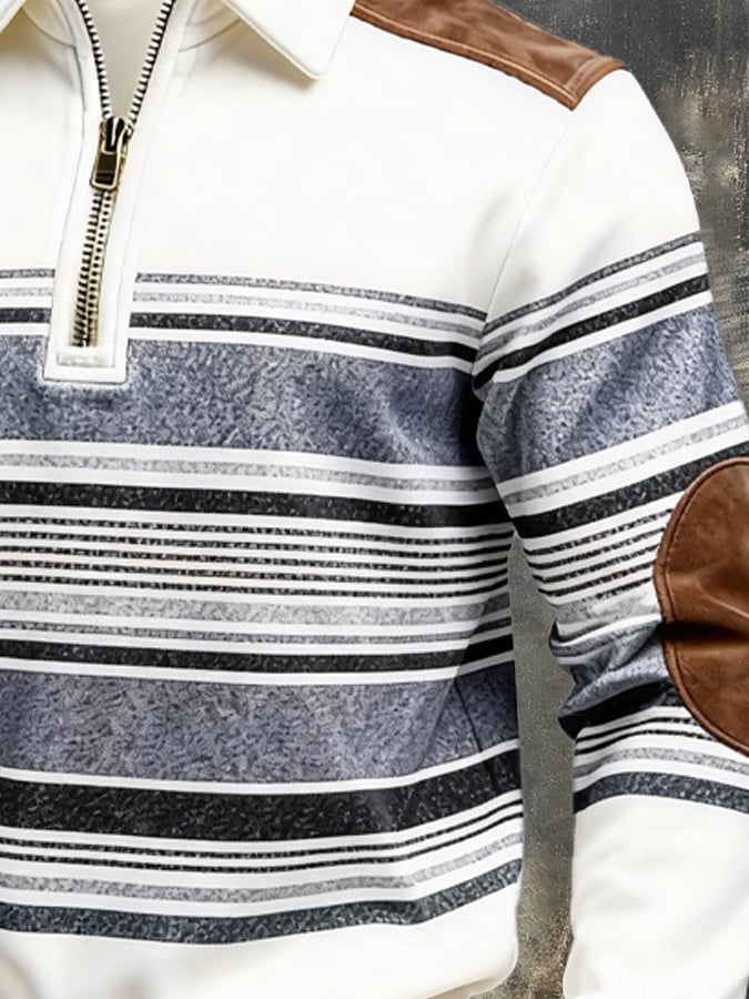 Sudadera retro en bloques de color estampado cierre para hombre