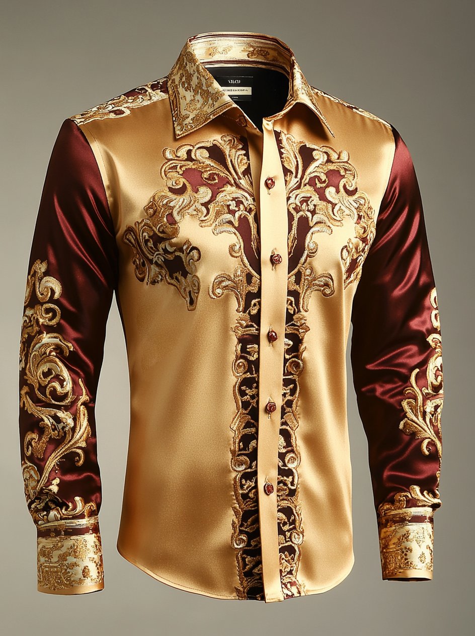 para hombre de lujo de manga largad camisa with Beast Print