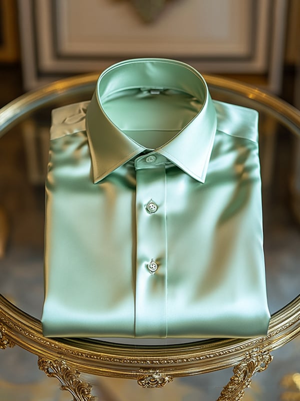 Camisa satén de lujo ejecutivo de manga larga para hombre