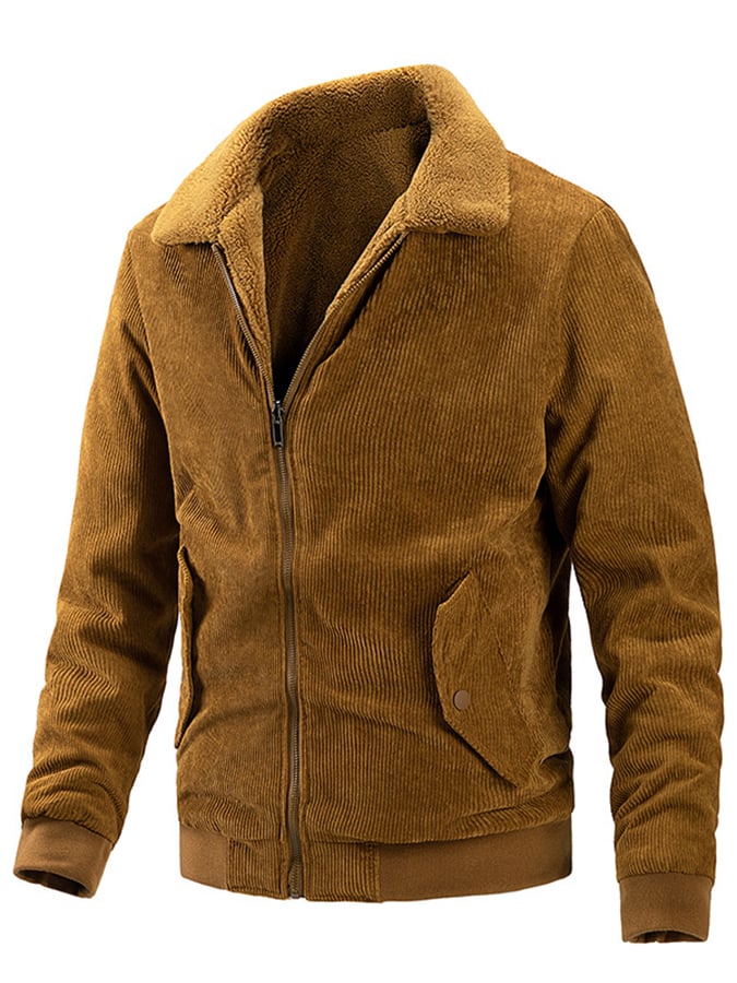 Chaqueta holgado casual solapa Plush para hombre