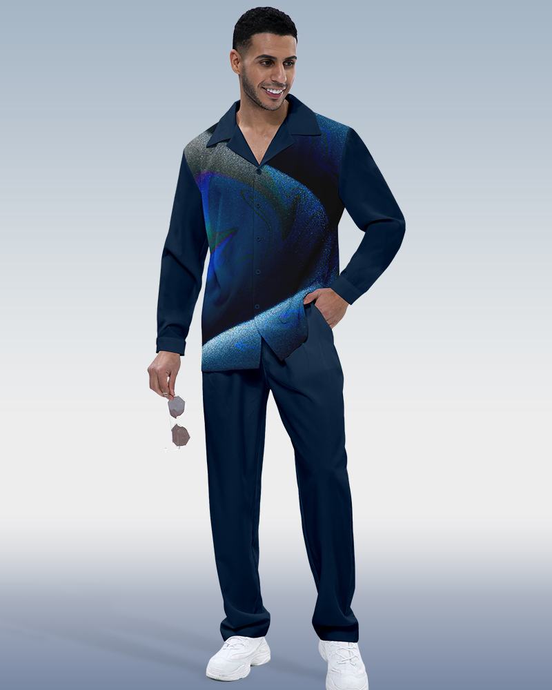 Camisa Gradient estampado de manga larga Walking Suit 328 para hombre