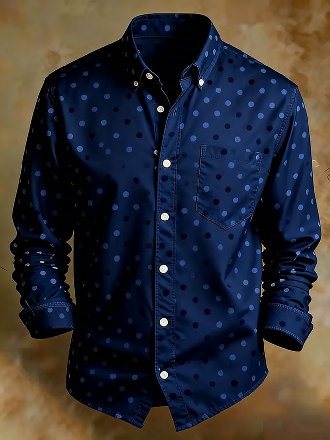 Camisa retro Abstract Art estampado Comfortable ejecutivo Style para hombre