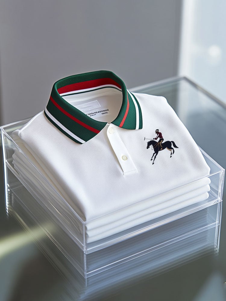 Camisa polo clásico ejecutivo Check Logo Button de manga corta para hombre