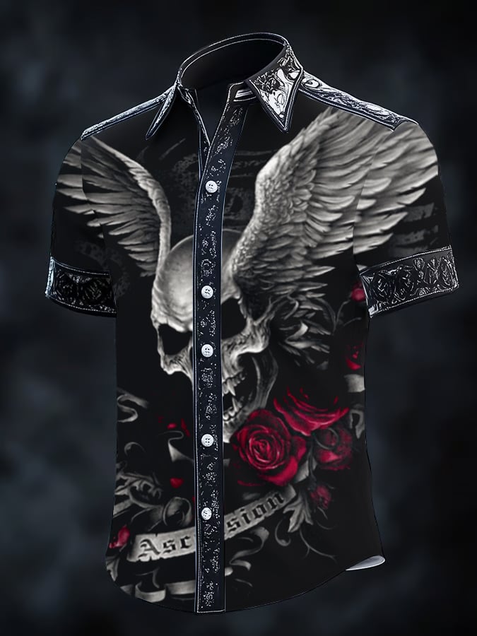 Camisa Gothic Dark de manga corta para hombre