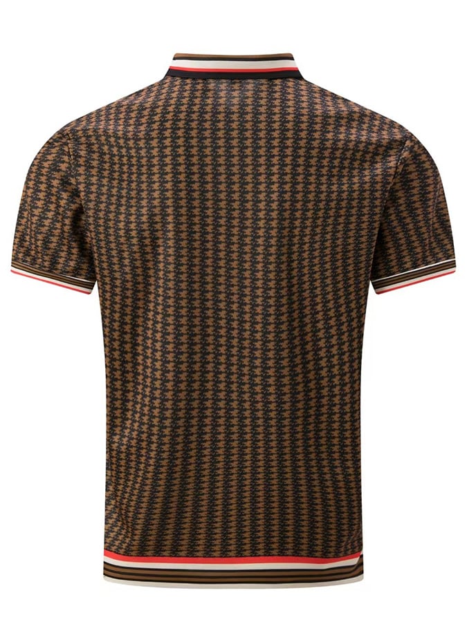 Camisa polo retro a cuadros casual para hombre