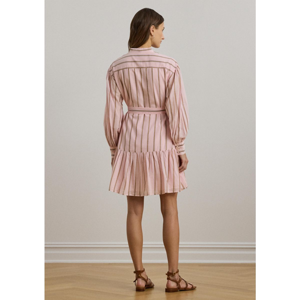 Women's Striped Voile Blouson-Sleeve Shirtdress - 2