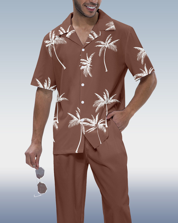 Camisa Rianmond Hawaiian estampado de manga corta Walking Set 3 Colors 415 para hombre
