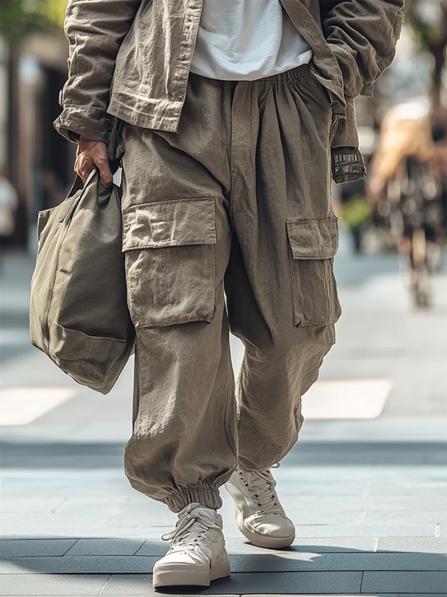 para hombre vintage Multi-Pocket Overalls