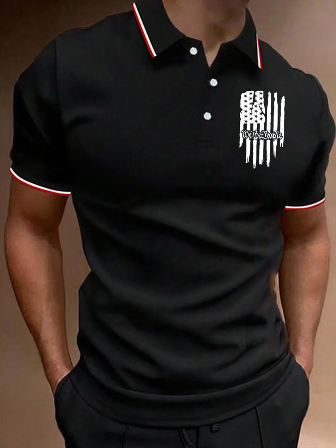 Camisa polo We The People Flag estampado casual para hombre